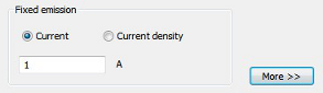 Section in the fixed emission dialog box to define the model dependent parameters.