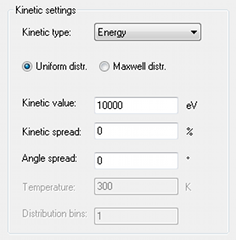 Section in all emission dialog boxes to define the kinetic emission settings.